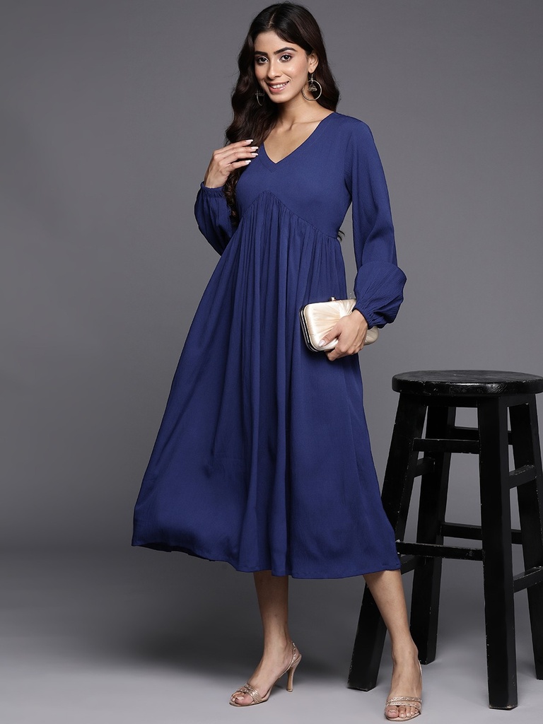 Crepe A-Line Midi Dress